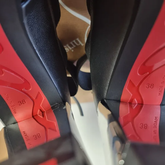 Christian Louboutin Patrouiagoma Platform Black & Nickel Sz. 38 W/elastic Straps - Picture 5 of 14